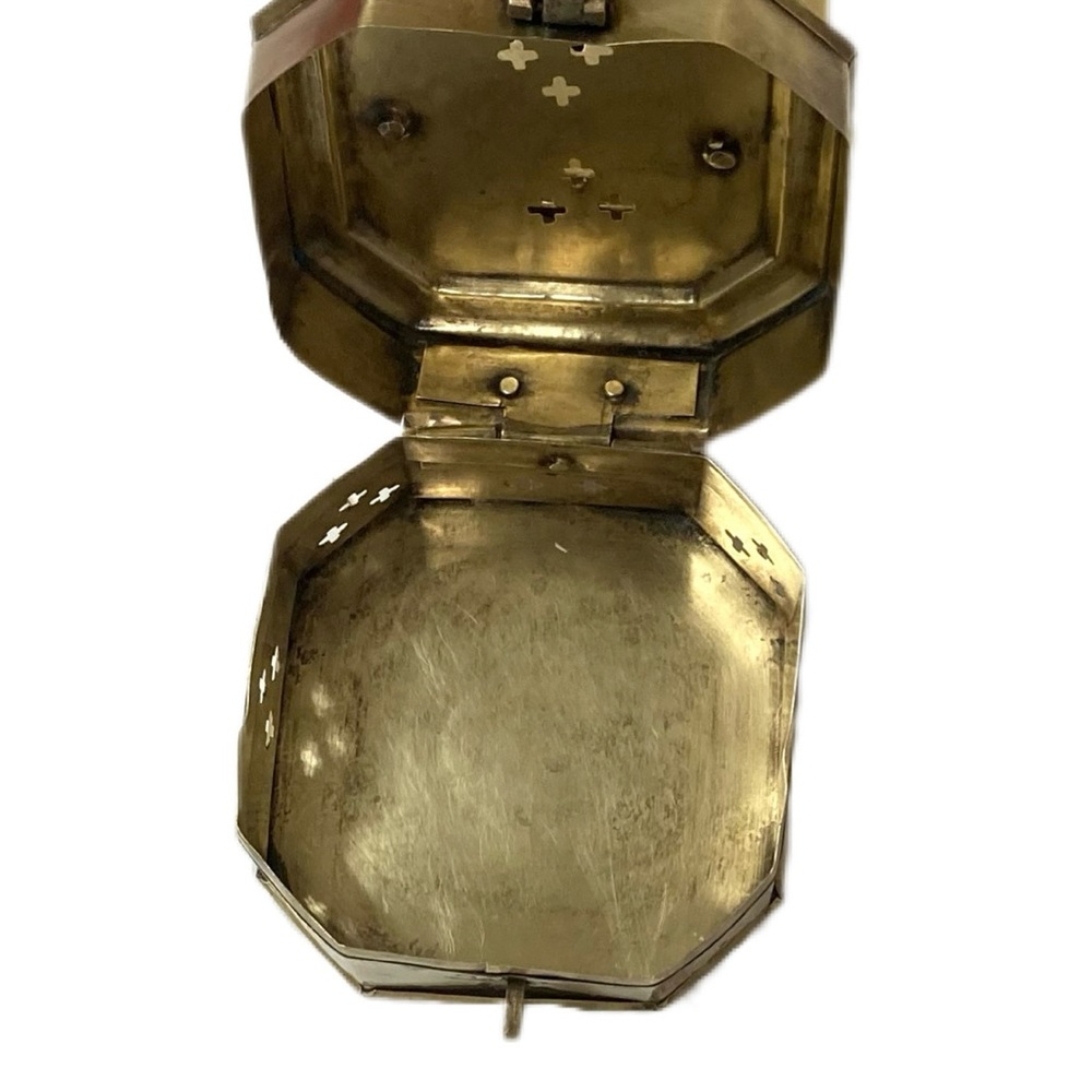 Vintage Brass Cricket Octagon Box with Handle X2 - Picture 3 of 6
